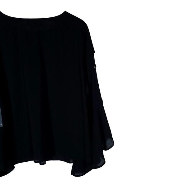 Eloquii Womens 18 Black Flowy Blouse Lace Up Bell Sleeves Boho Chic Gothic Glam - Picture 9 of 16